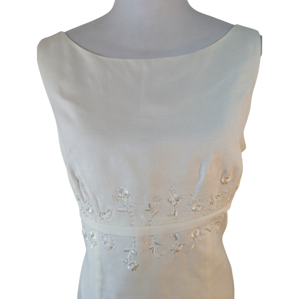 NWOT! JESSICA HOWARD! LINEN BLEND! WHITE BEADED, EMBROIDERED BUST LINE DRESS! 14 - Picture 5 of 11